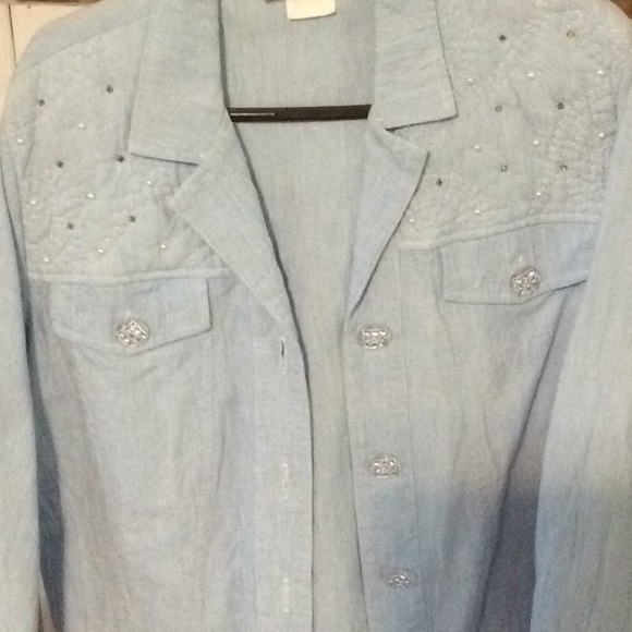 Classic summer jacket size small in chambray blue - Picture 2 of 7